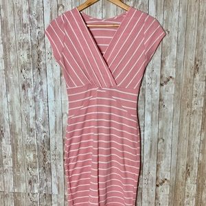 Pink and white stripe dress sz SM